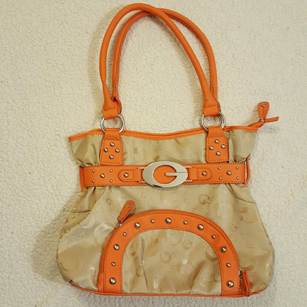 Cream Purse with Orange Detailing